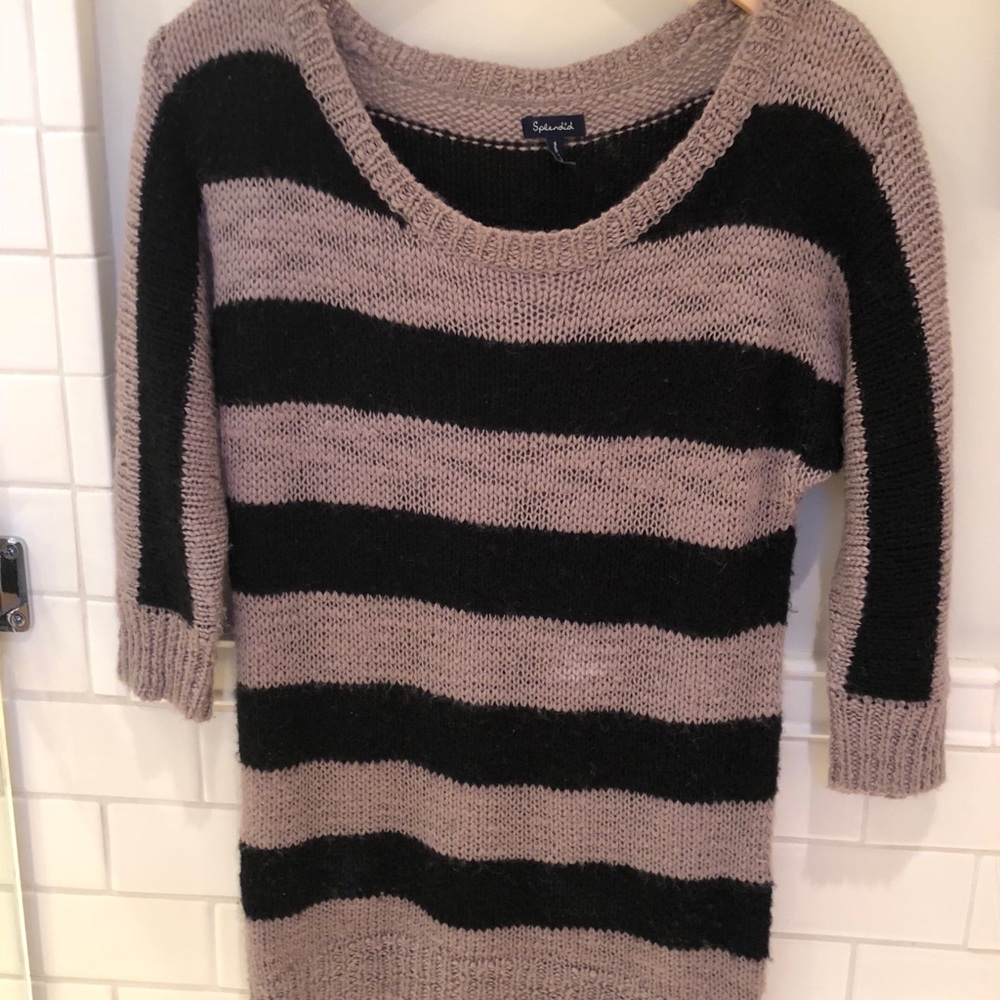 Splendid Wool Brown and Black Sweater